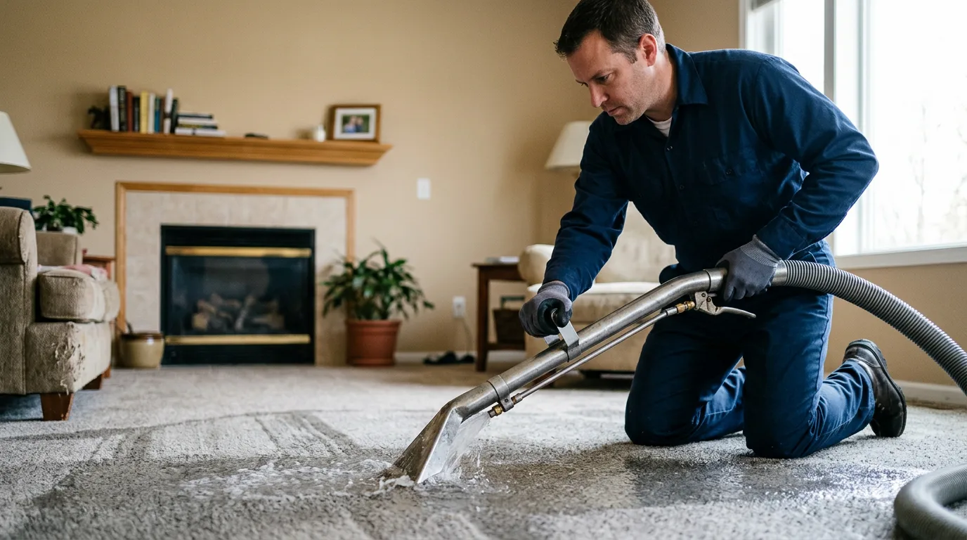 Water damage restoration technician working near Orient, IA